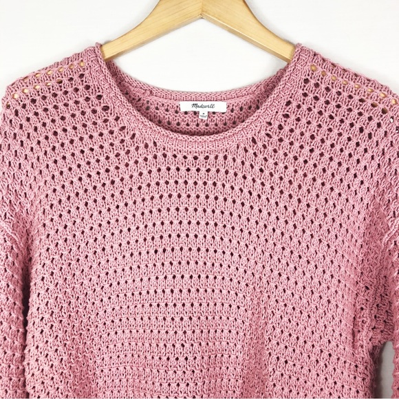 Madewell Austen Chunky Knit Pullover Sweater | Dusty Pink | Size Medium - Picture 4 of 7